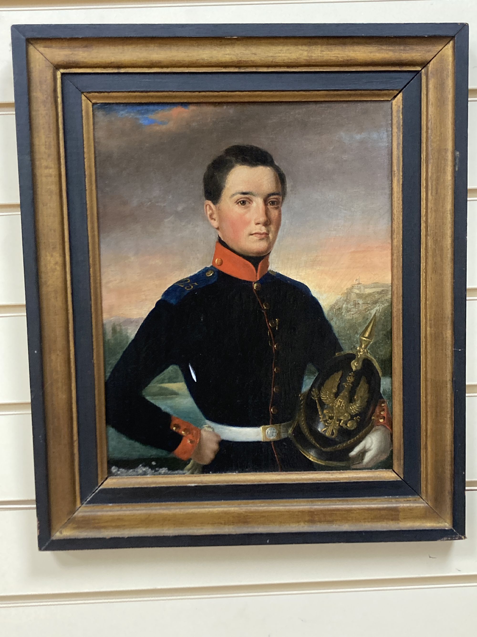 19th century French School, oil on board, Half length portrait of an army officer, 37 x 29cm
